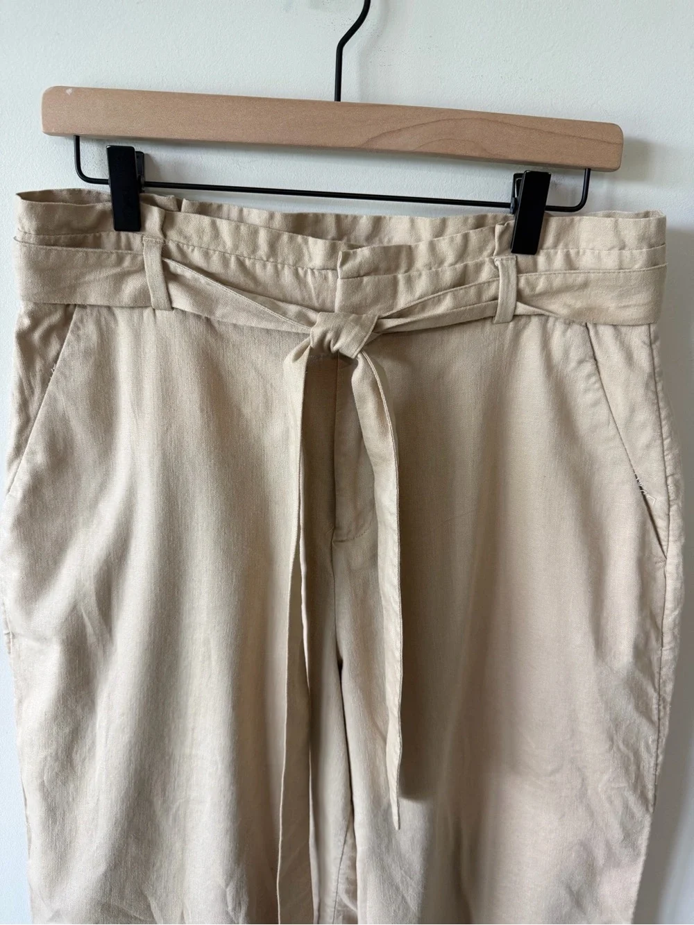 Banana Republic Blake Crop Pants Tan Color Linen Cotton